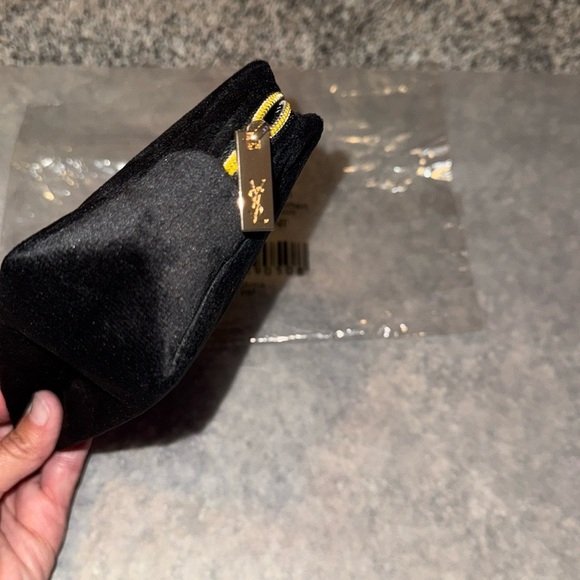 Yves Saint Laurent Black Cosmetic Bag with Gold Logo - Picture 5 of 9